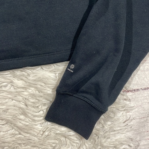 Bandier x Something Navy Cropped Pullover Hoodie in Black - Picture 5 of 12